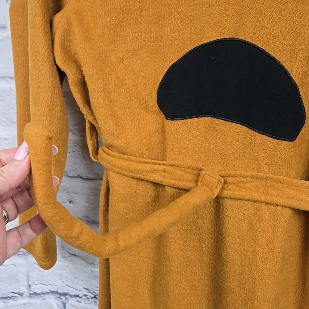 Scooby-Doo Hooded Robe Kids Unisex Fleece Bathrobe Belted Boys Girls Brown Dog